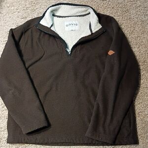 Orvis Dark Brown Fleece-Lined Pullover